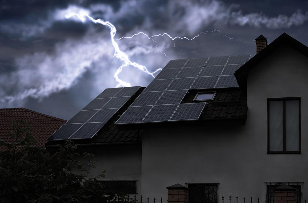 solar panels during a storm