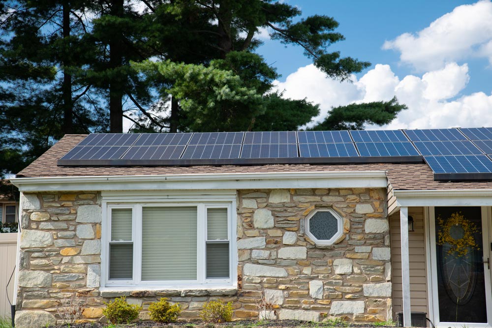solar panels on shingle roof