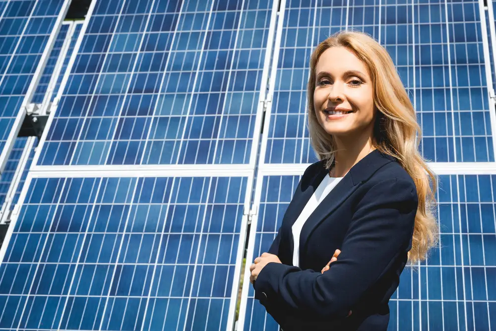 solar panel business woman