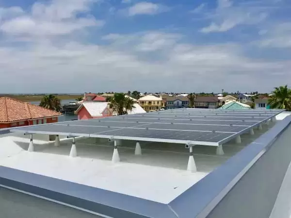 flat roof with solar panels